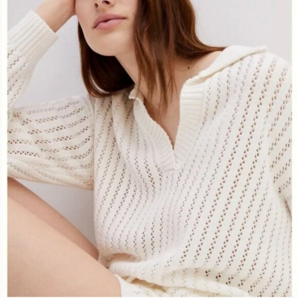 V-Neck Lounge Peasant Boho Minimal Hipster Hippie Art Deco Farm Hip Sweater Set - Picture 2 of 4